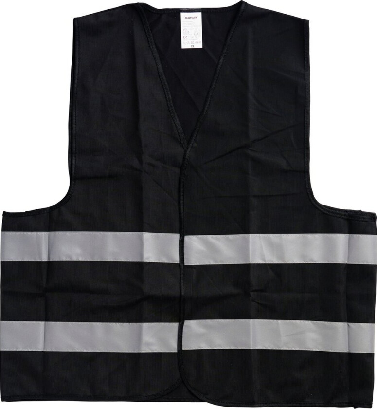 RAWLINK REFLEKSVEST XL SORT/SØLV