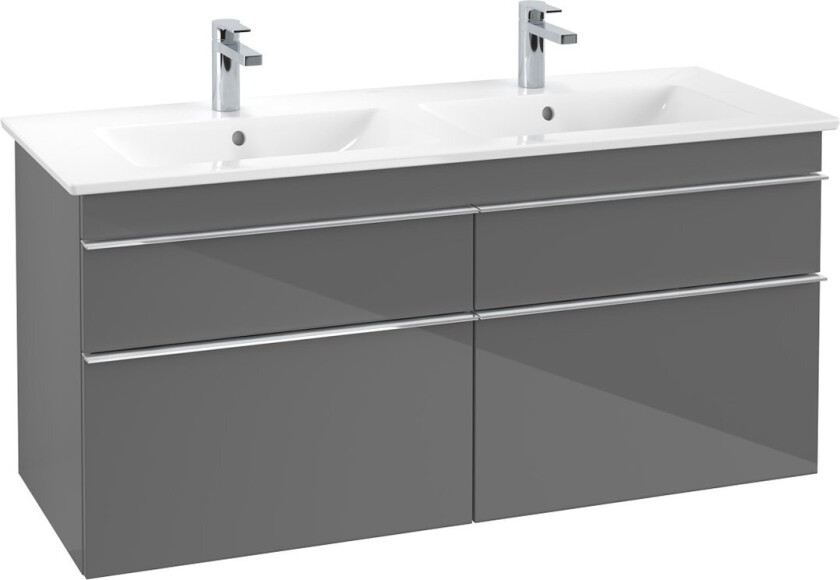 VILLEROY & BOCH VENTICELLO SERVANTSKAP GRÅ HØYGLANS M/4 SKUFFER, 1253 X 590 X 477 MM