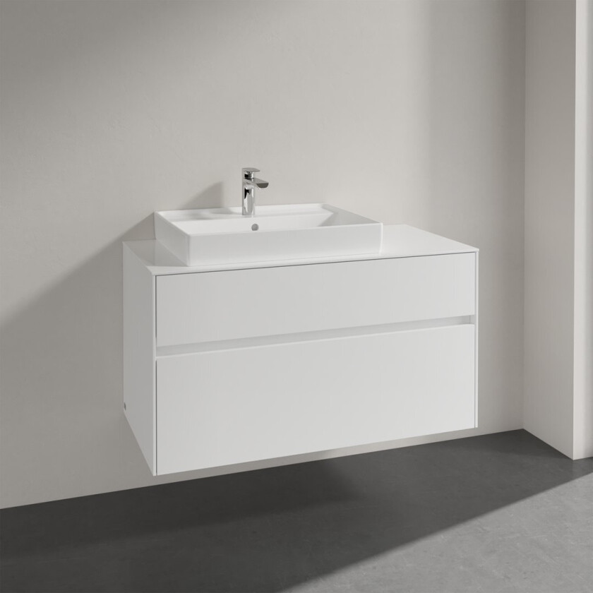 VILLEROY & BOCH COLLARO SERVANTSKAP 100 FOR SERVANT VENSTRE 60 CM M/2 SKUFFER HVIT HØYGLANS