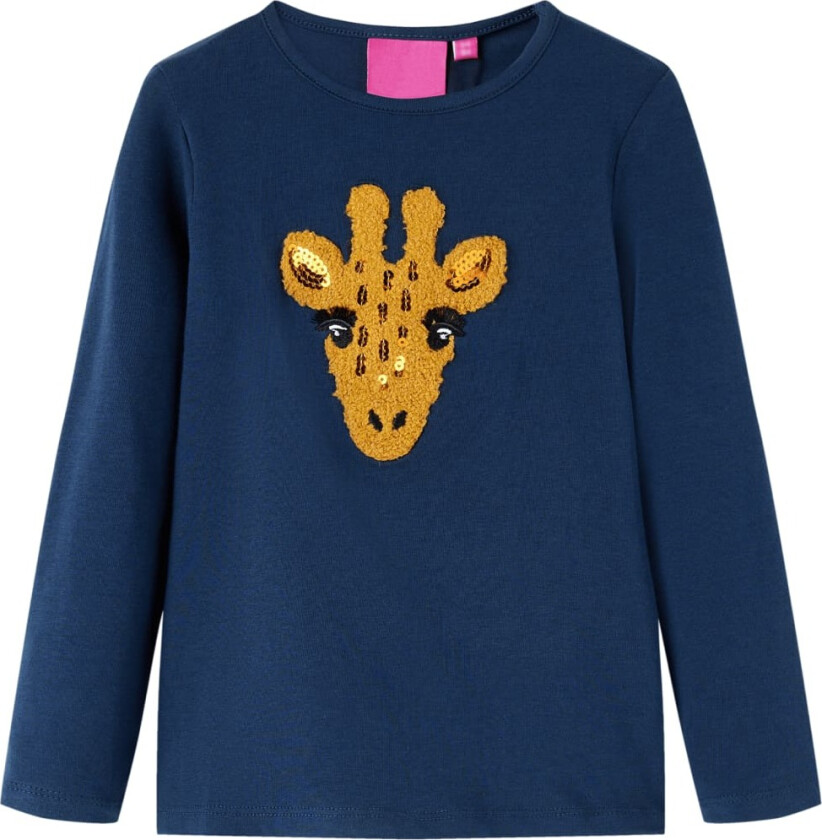 T-skjorte for barn med lange ermer marineblå 128