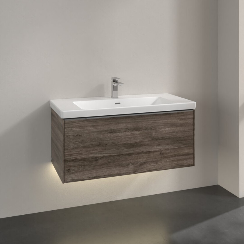 VILLEROY & BOCH SUBWAY 3.0 SERVANTSKAP 97X42 STONE OAK M/LYS HÅNDTAK I KROM