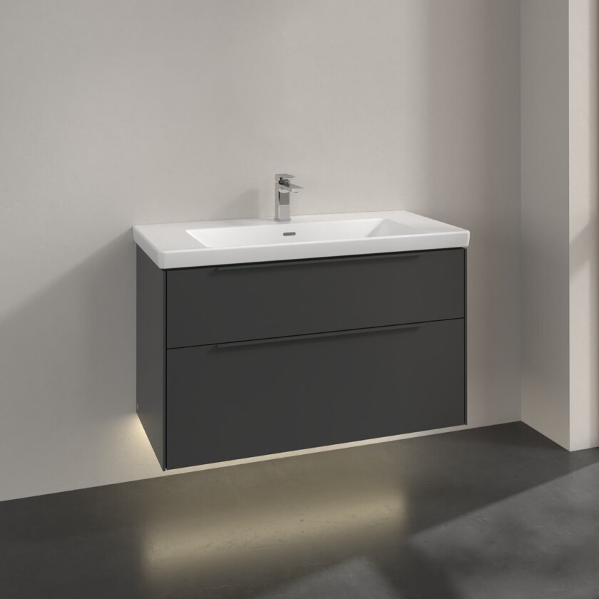 VILLEROY & BOCH SUBWAY 3.0 SERVANTSKAP 97X57 GRAPHITE M/LYS HÅNDTAK I MØBELETS FARGE