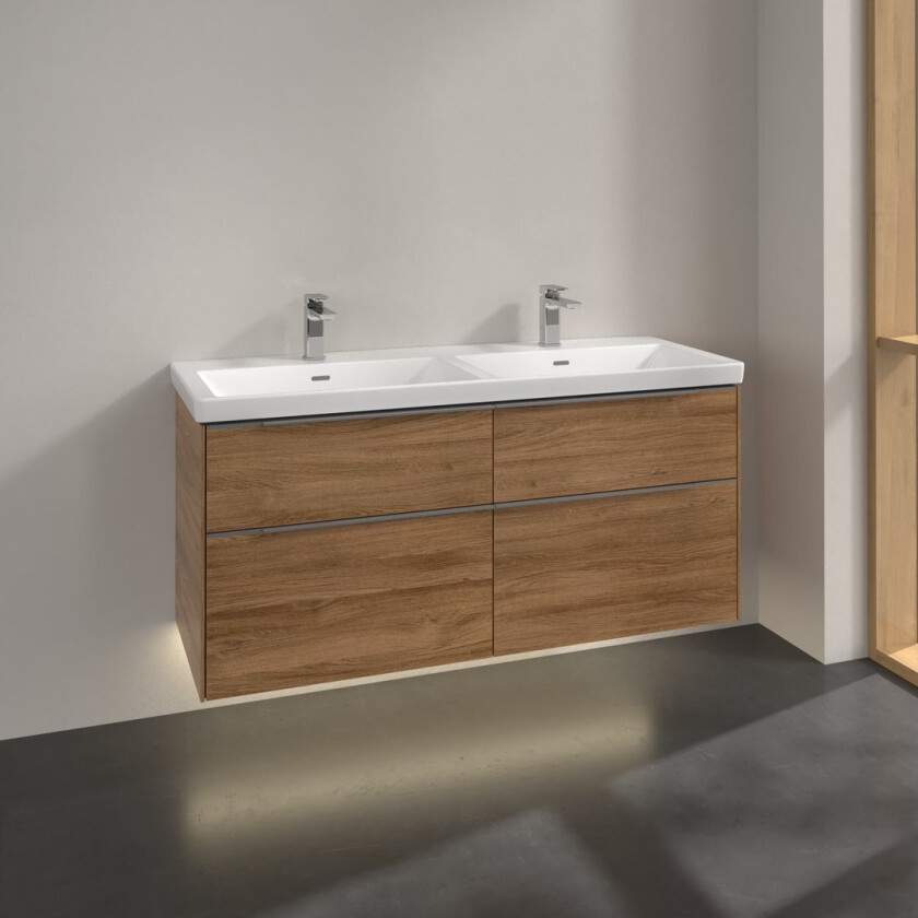 VILLEROY & BOCH SUBWAY 3.0 SERVANTSKAP 127X57 F/DOBBELSERVANT KANSAS OAK M/LYS HÅNDTAK I KROM