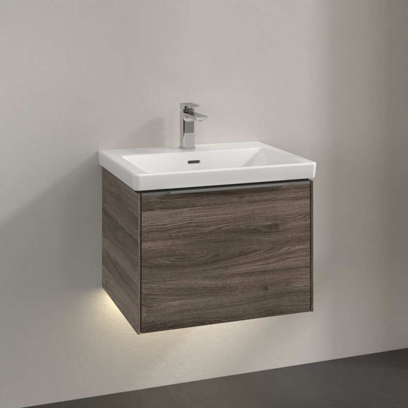 VILLEROY & BOCH SUBWAY 3.0 SERVANTSKAP 57X42 STONE OAK M/LYS HÅNDTAK I KROM