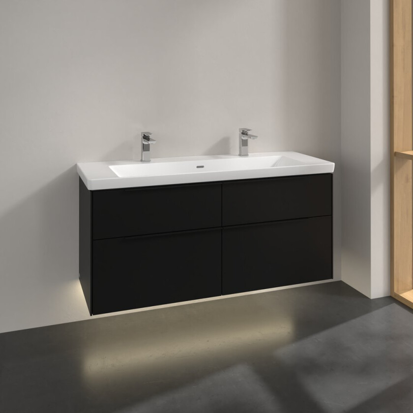 VILLEROY & BOCH SUBWAY 3.0 SERVANTSKAP 127X57 VOLCANO BLACK M/LYS HÅNDTAK I MØBELETS FARGE