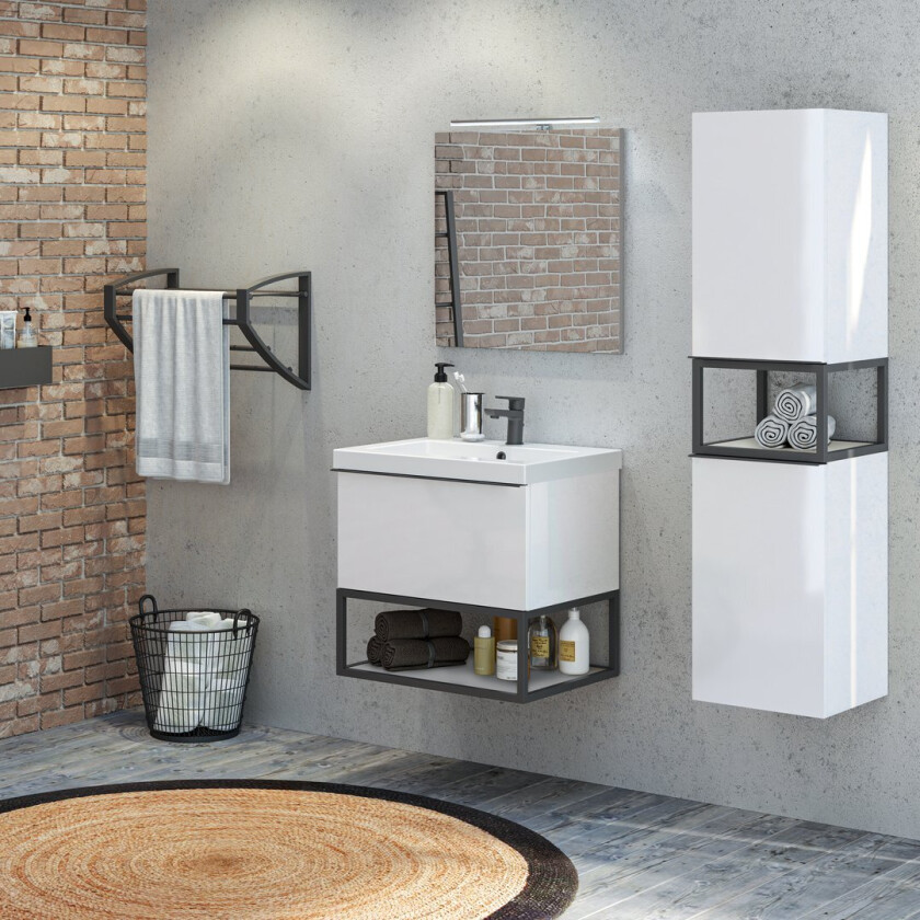 ALLIBERT FABRIKA SERVANTSKAP 60 HVIT HØYGLANS