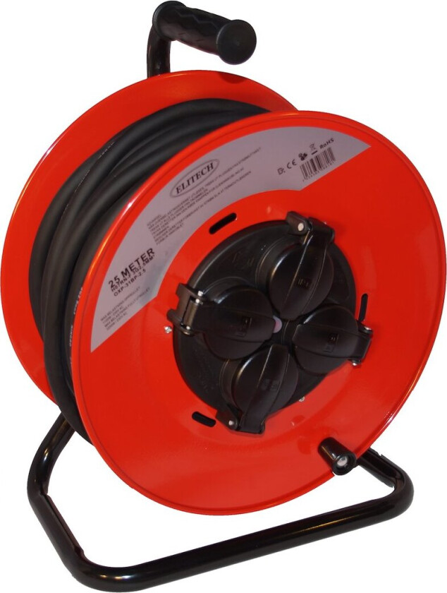 ELITECH KABELTROMMEL 4-VEIS 25M 3X2,5 H07RN-F STÅLTROMMEL