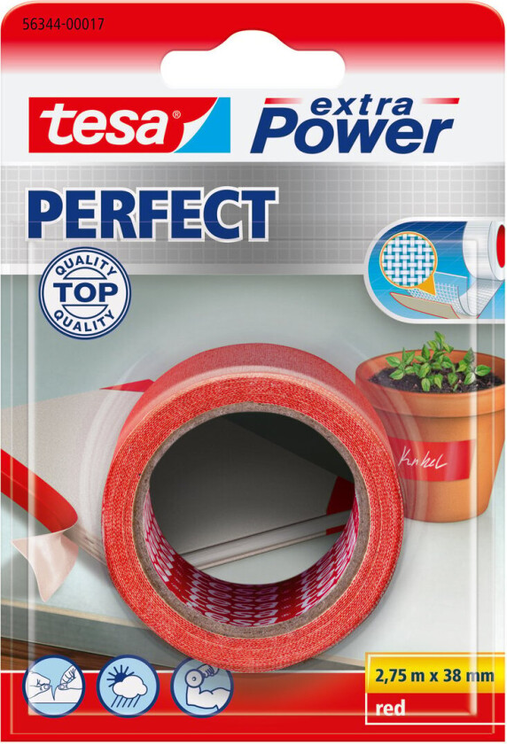 TESA LERRETSTAPE 2.75M X 38MM RØD