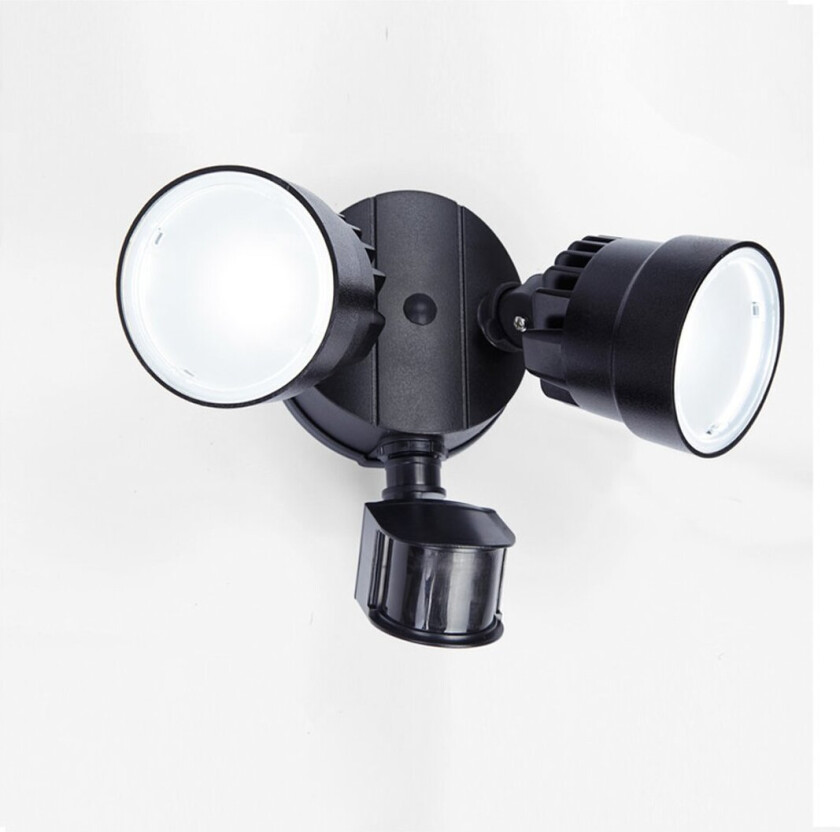 LUTEC SECURITY SHRIMP VEGGLAMPE 2 LYKTER SORT