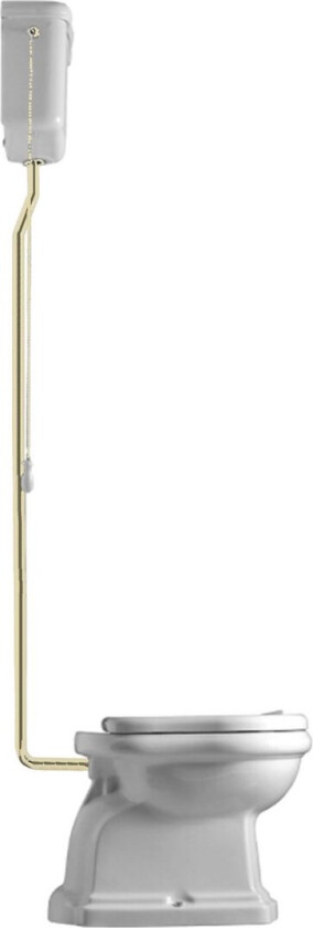 LAVABO RETRO HIGH TOALETT M/P-LÅS HVIT M/MESSING RØR