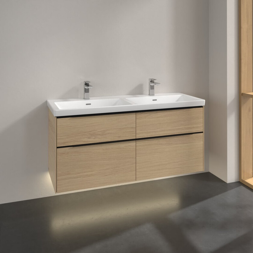 VILLEROY & BOCH SUBWAY 3.0 SERVANTSKAP 127X57 F/DOBBELSERVANT ARIZONA OAK M/LYS HÅNDTAK I VOLCANO BLACK