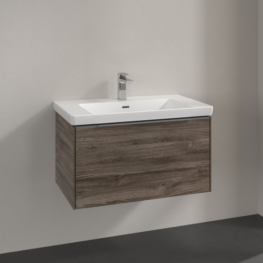 VILLEROY & BOCH SUBWAY 3.0 SERVANTSKAP 77X42 STONE OAK HÅNDTAK I KROM