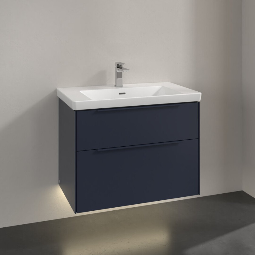 VILLEROY & BOCH SUBWAY 3.0 SERVANTSKAP 77X57 MARINE BLUE M/LYS HÅNDTAK I MØBELETS FARGE