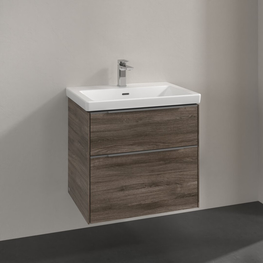 VILLEROY & BOCH SUBWAY 3.0 SERVANTSKAP 62X57 STONE OAK HÅNDTAK I KROM