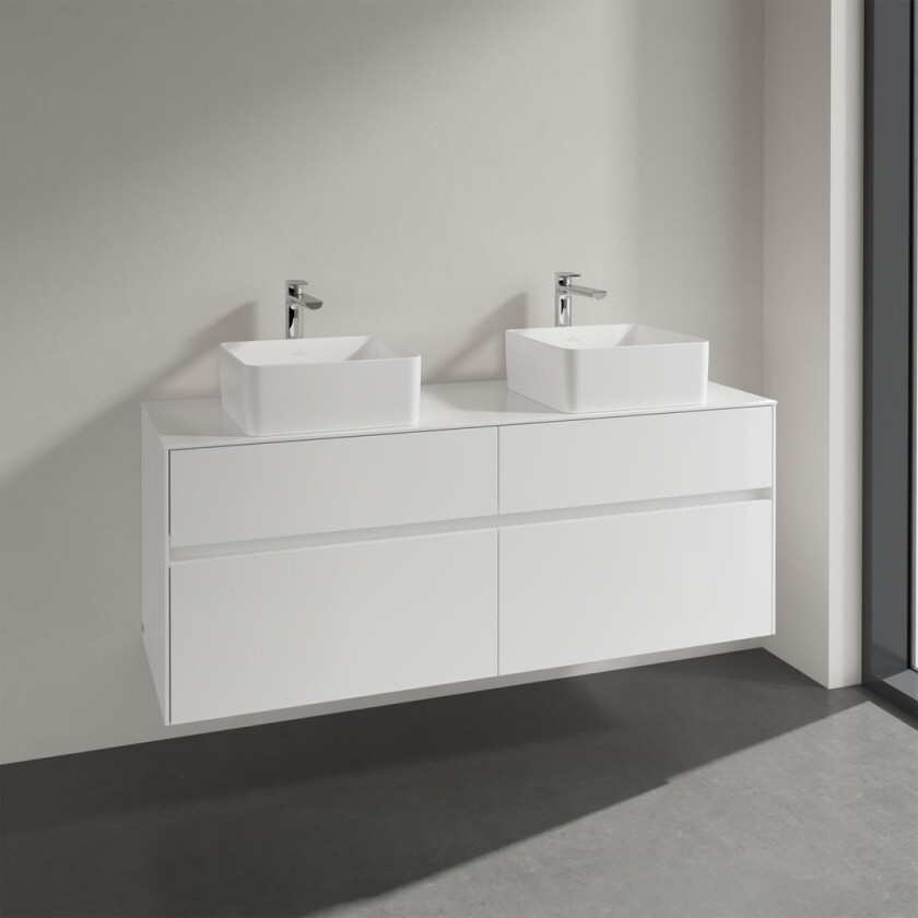 VILLEROY & BOCH COLLARO SERVANTSKAP 140 FOR 2 SERVANTER M/4 SKUFFER HVIT HØYGLANS