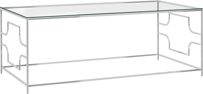 Salongbord sølv 120x60x45 cm rustfritt stål og glass