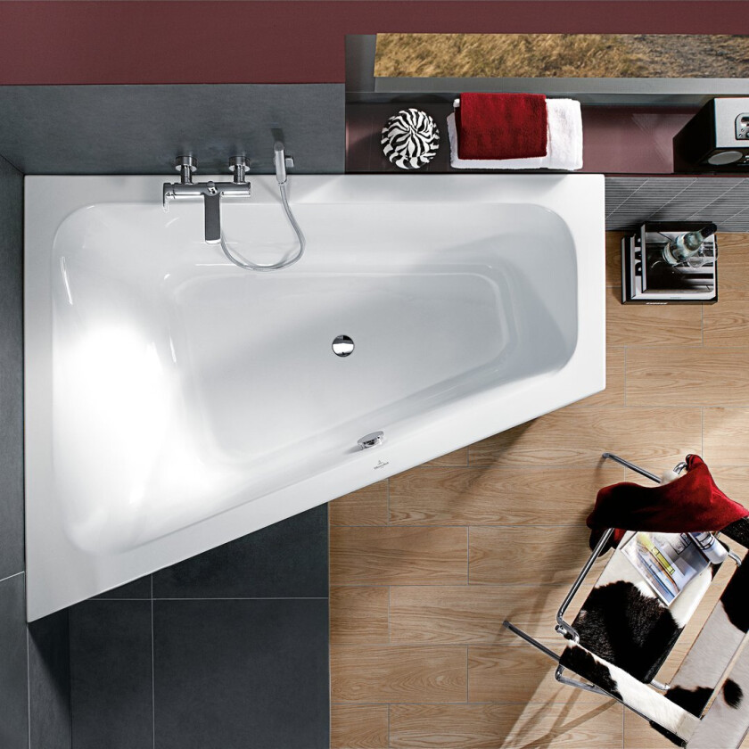 VILLEROY & BOCH LOOP & FRIENDS SQUARE HJØRNEBADEKAR 175X135 VENSTRE HVIT ALPIN