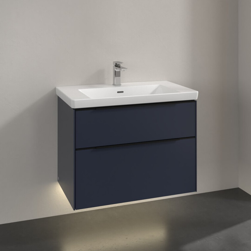 VILLEROY & BOCH SUBWAY 3.0 SERVANTSKAP 77X57 MARINE BLUE M/LYS HÅNDTAK I VOLCANO BLACK