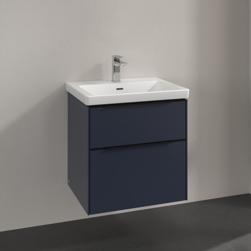 VILLEROY & BOCH SUBWAY 3.0 SERVANTSKAP 57X47 MARINE BLUE HÅNDTAK I VOLCANO BLACK