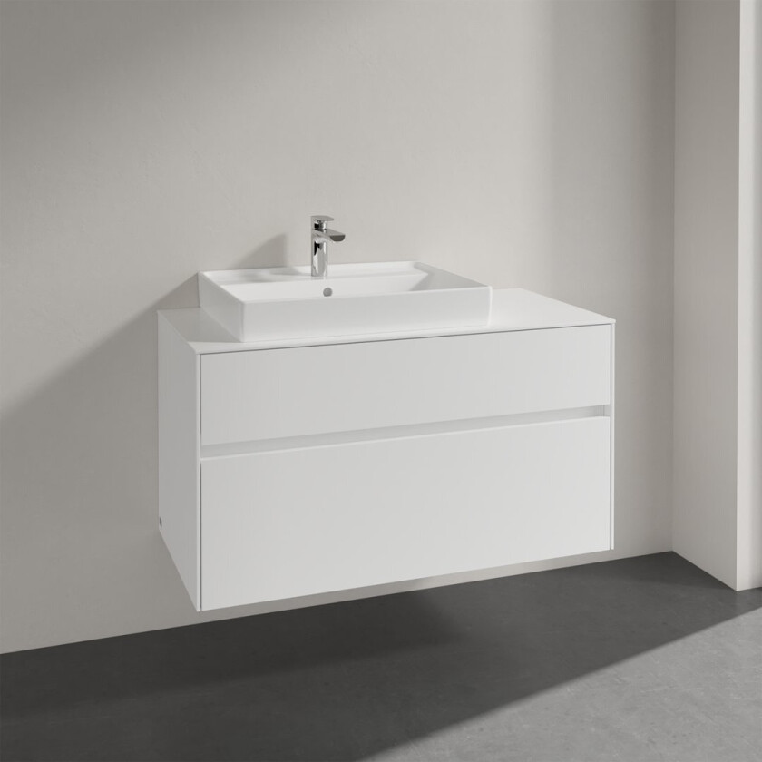 VILLEROY & BOCH COLLARO SERVANTSKAP 100 FOR SERVANT VENSTRE 60 CM M/2 SKUFFER HVIT MATT