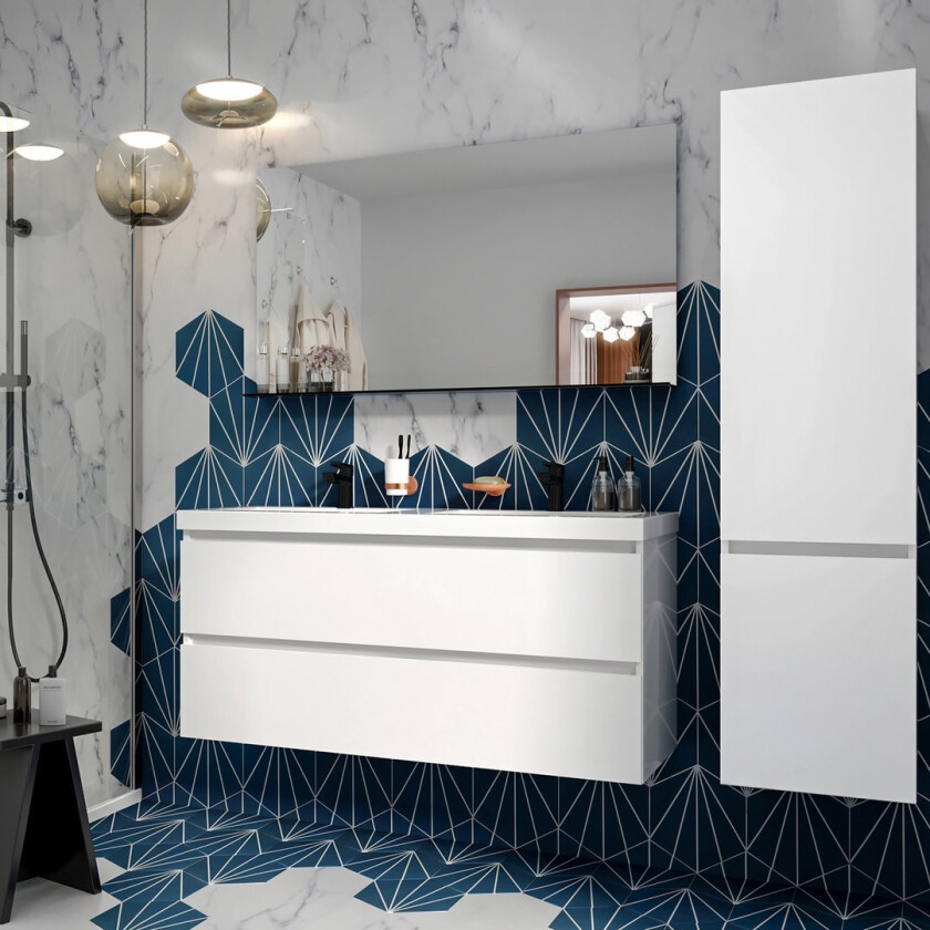 ALLIBERT LUNIK UNDERSKAP 120 CM HVIT HØYGLANS