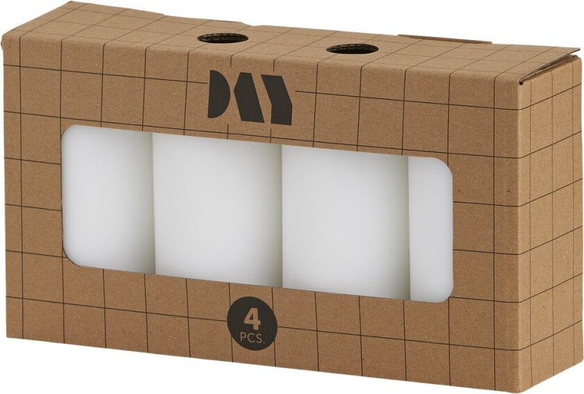 DAY KUBBELYS 4STK Ø6.8CM H13CM HVIT