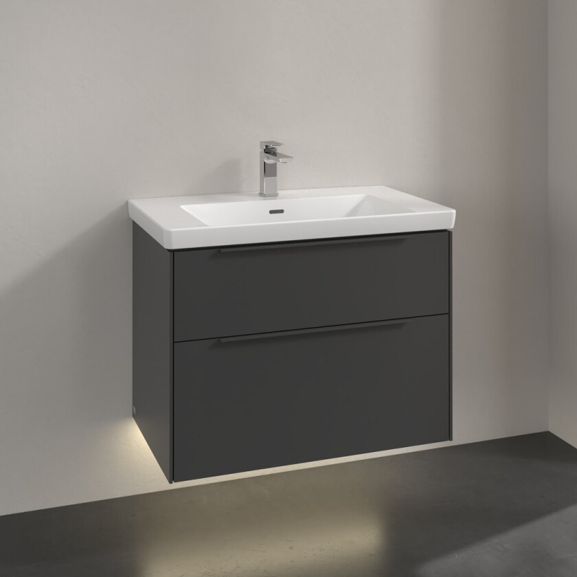 VILLEROY & BOCH SUBWAY 3.0 SERVANTSKAP 77X57 GRAPHITE M/LYS HÅNDTAK I MØBELETS FARGE