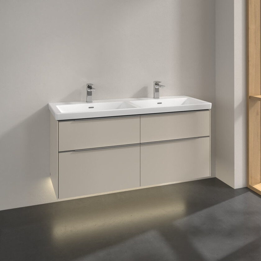 VILLEROY & BOCH SUBWAY 3.0 SERVANTSKAP 127X57 F/DOBBELSERVANT CASHMERE GREY M/LYS HÅNDTAK I KROM