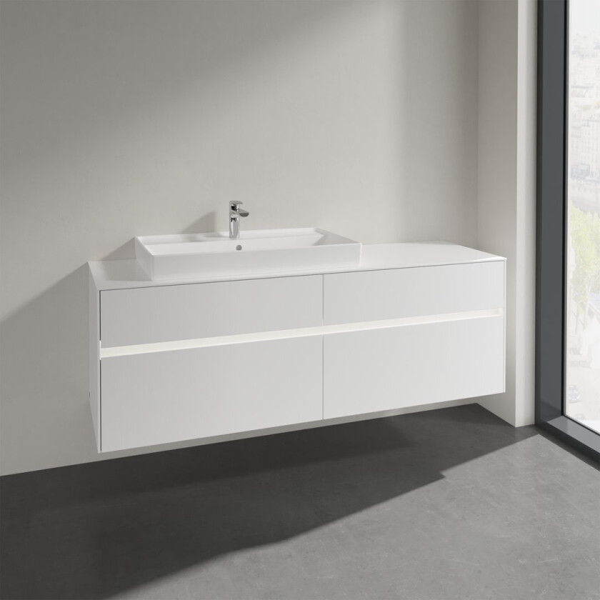 VILLEROY & BOCH COLLARO SERVANTSKAP 160 M/LYS FOR SERVANT VENSTRE 80 CM 4 SKUFFER HVIT MATT