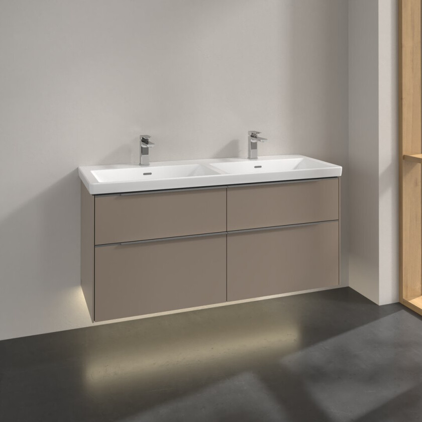 VILLEROY & BOCH SUBWAY 3.0 SERVANTSKAP 127X57 F/DOBBELSERVANT TAUPE M/LYS HÅNDTAK I KROM