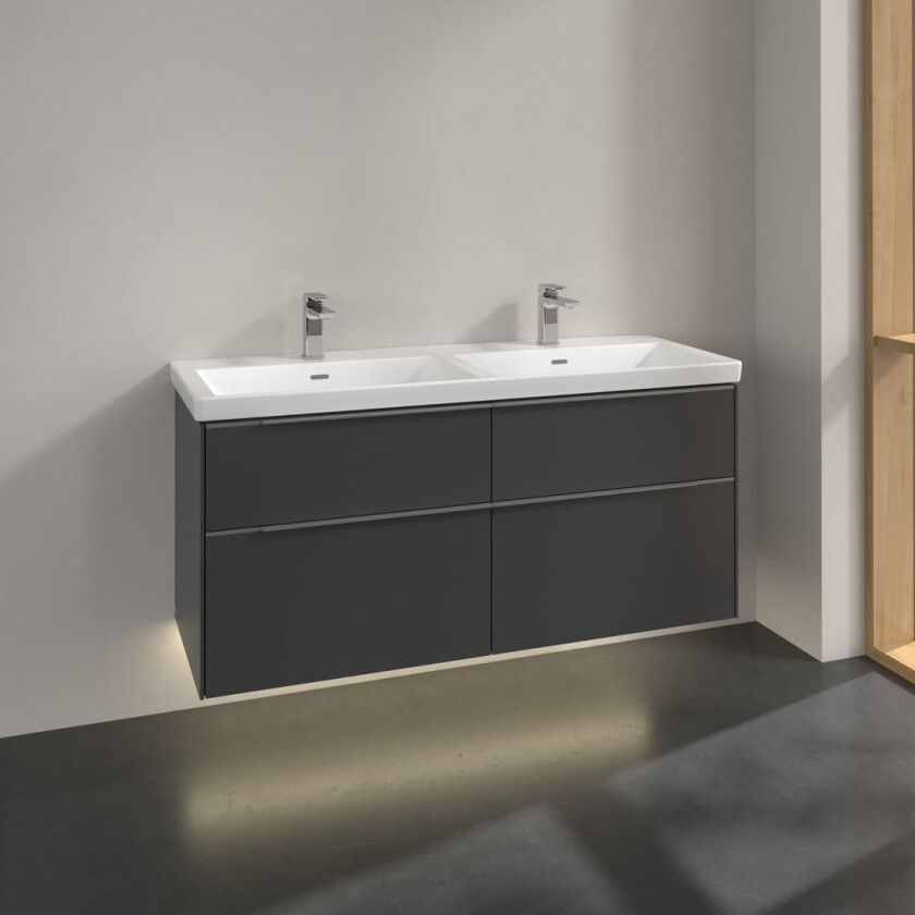 VILLEROY & BOCH SUBWAY 3.0 SERVANTSKAP 127X57 F/DOBBELSERVANT GRAPHITE M/LYS HÅNDTAK I KROM