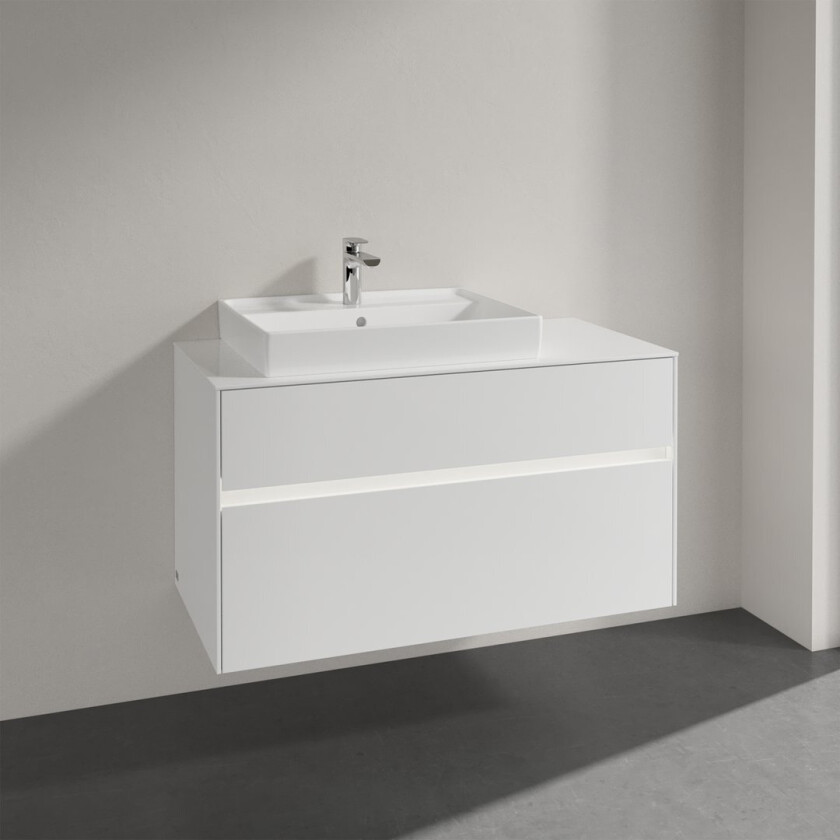 VILLEROY & BOCH COLLARO SERVANTSKAP 100 M/LYS FOR SERVANT VENSTRE 60 CM M/2 SKUFFER HVIT HØYGLANS