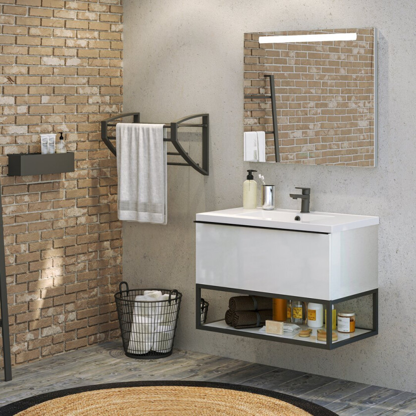 ALLIBERT FABRIKA SERVANTSKAP 80 HVIT HØYGLANS