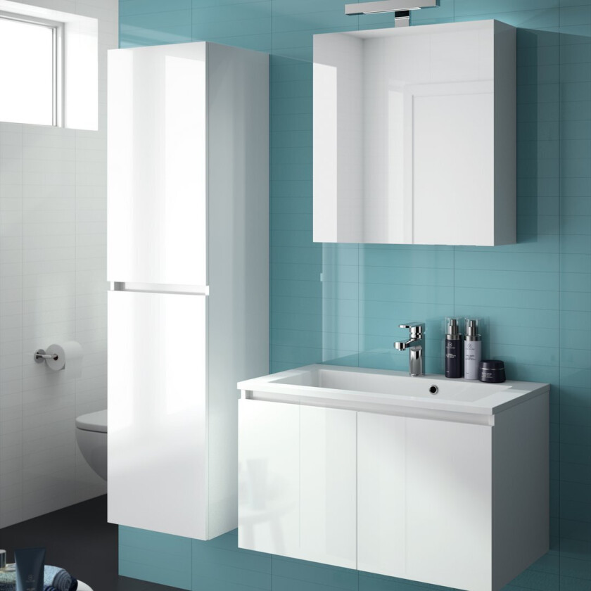 ALLIBERT ALMA UNDERSKAP 80 CM 2 DØRER HVIT HØYGLANS