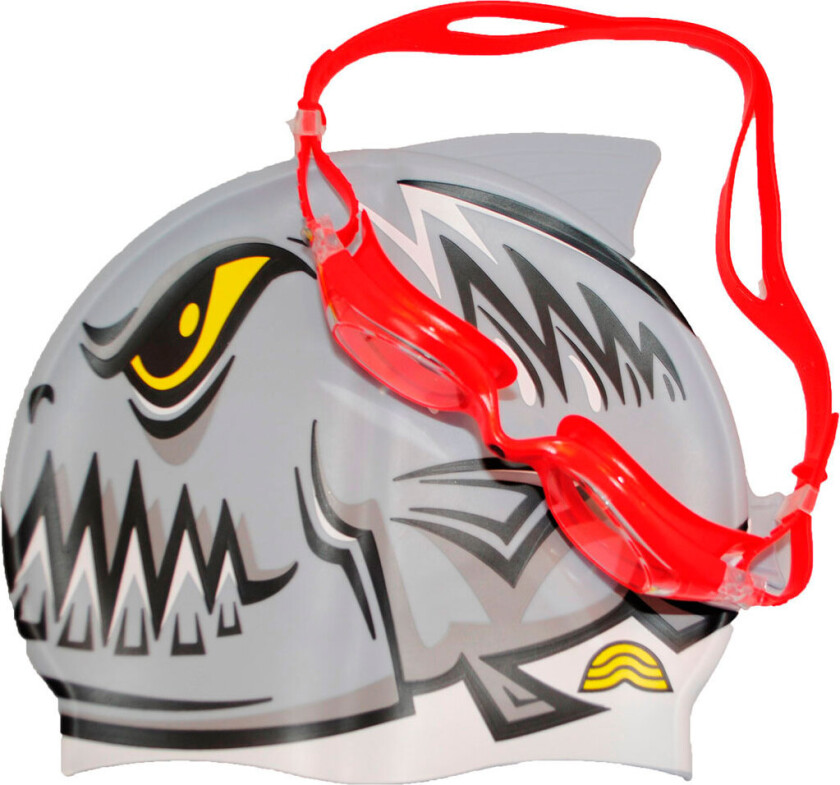 sett - Badehette/briller (junior) Grå/Rød