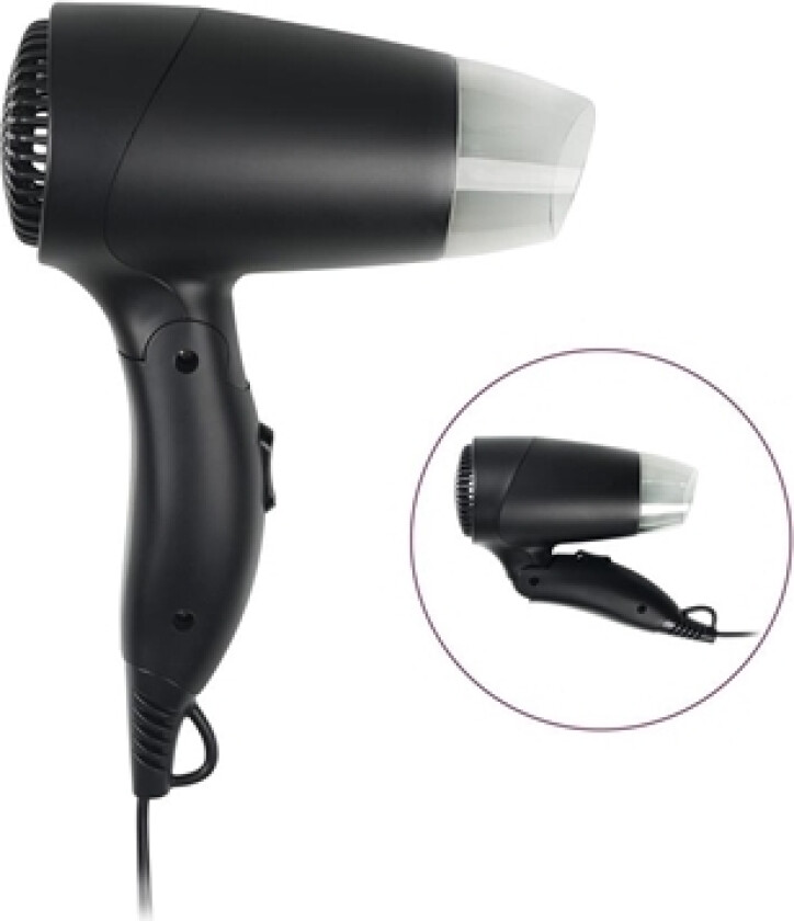 Travel Plauk Diovintuvas | Hd-2460 | 1200 W | Number Of Temperature Settings 2 | Juodas