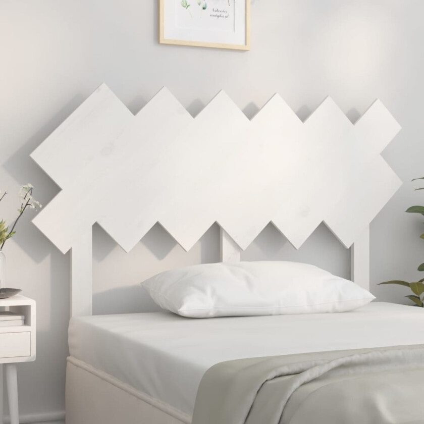 Sengegavl hvit 122,5x3x80,5 cm heltre furu