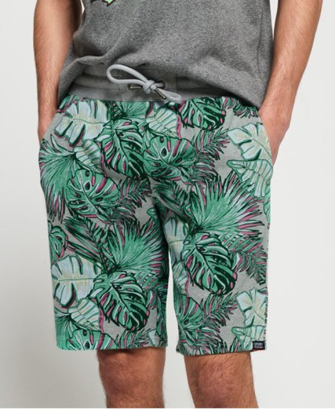 vaskede shorts med heldekkende trykk