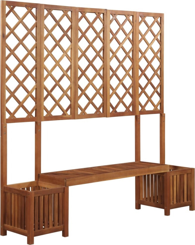 Plantekasse med benk og espalier heltre akasie