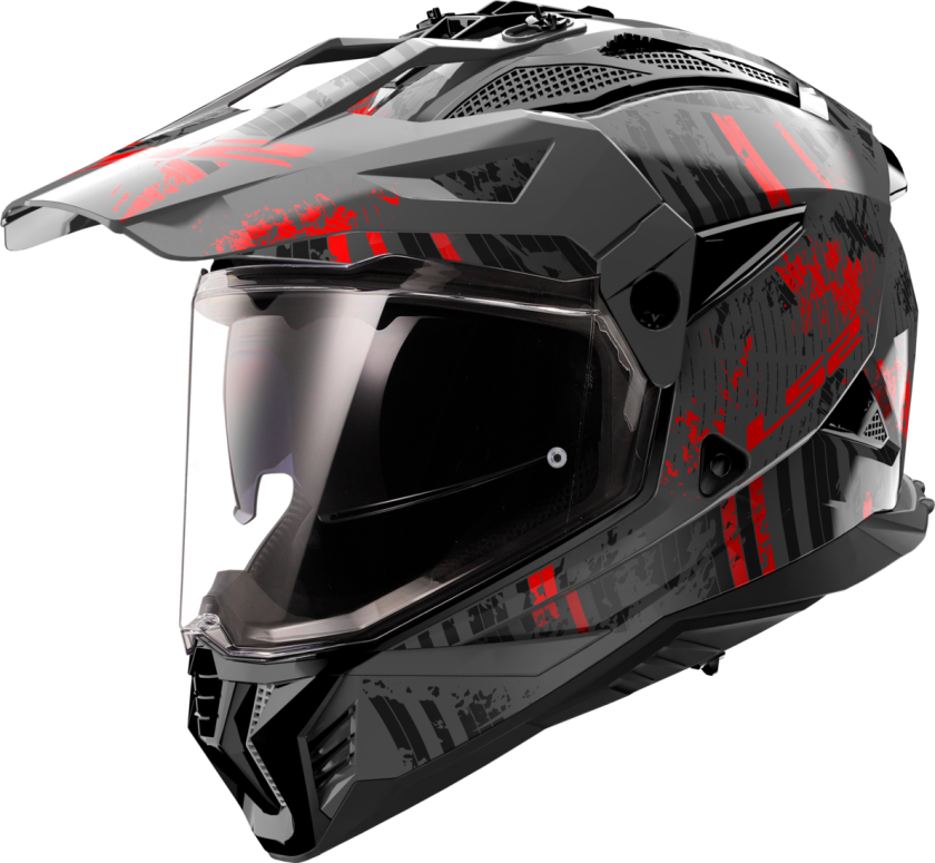 Adventurehjelm MX702 Pioneer II Crazy Svart-Rød