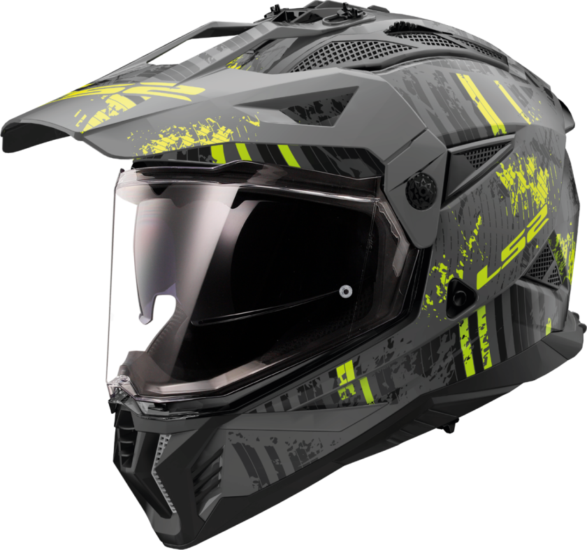 Adventurehjelm MX702 Pioneer II Crazy Mattsvart-HiVis Gul
