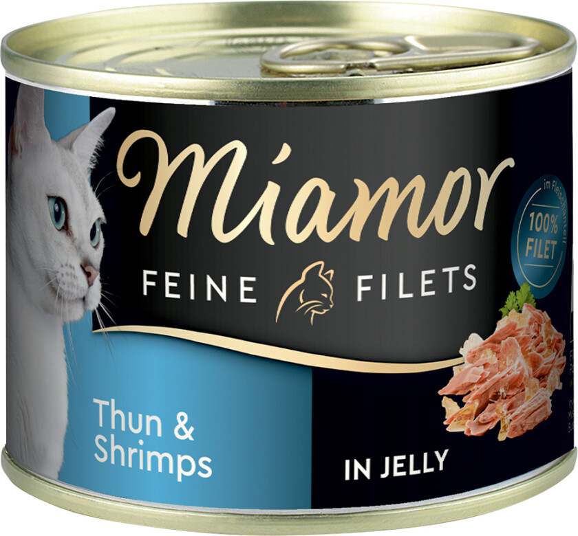 Økonomipakke Miamor Fine Fileter 12 x 185 g - Tunfisk & reker i gelé