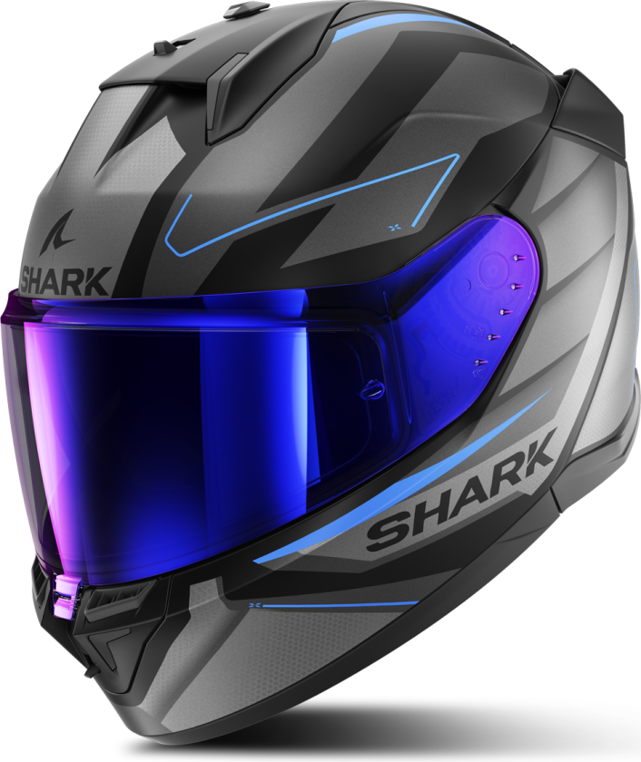 D-Skwal 3 Sizler Mat Full Face Helmet Black-Anthracite-Blue