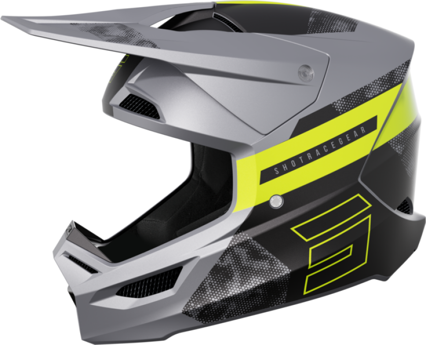 Shot Race Gear Crosshjelm Shot Furious Patrol Grå-Neongul