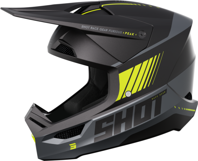 Shot Race Gear Crosshjelm Shot Furious Grå-Neongul