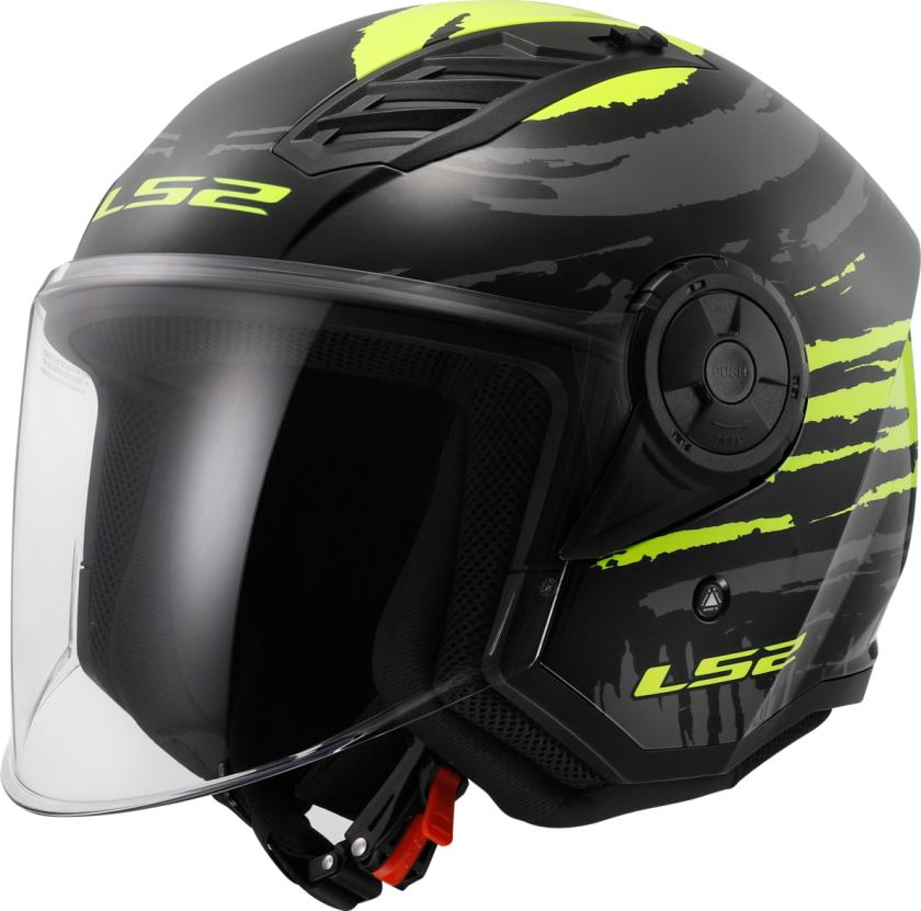 Halvhjelm OF616 Airflow II Børstet Svart-Hi-Vis Gul
