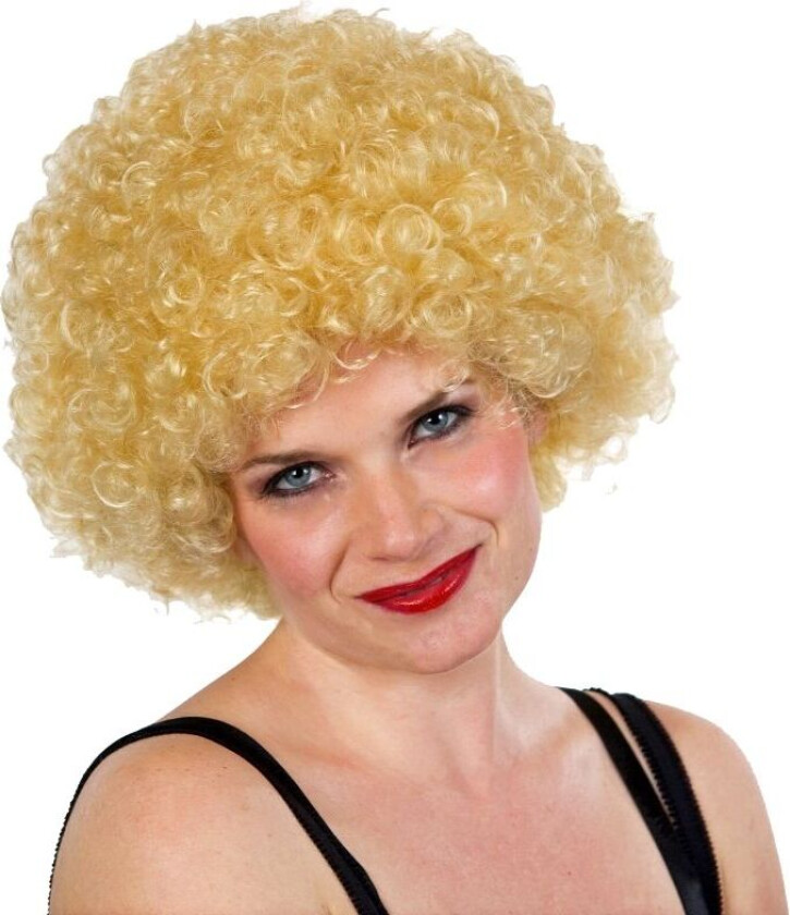 Blond krøllete parykk