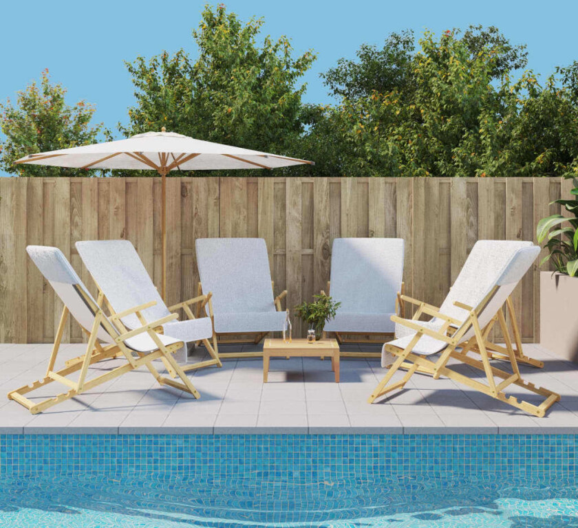Strandhåndklær 6 stk hvit 60x135 cm stoff 400 GSM