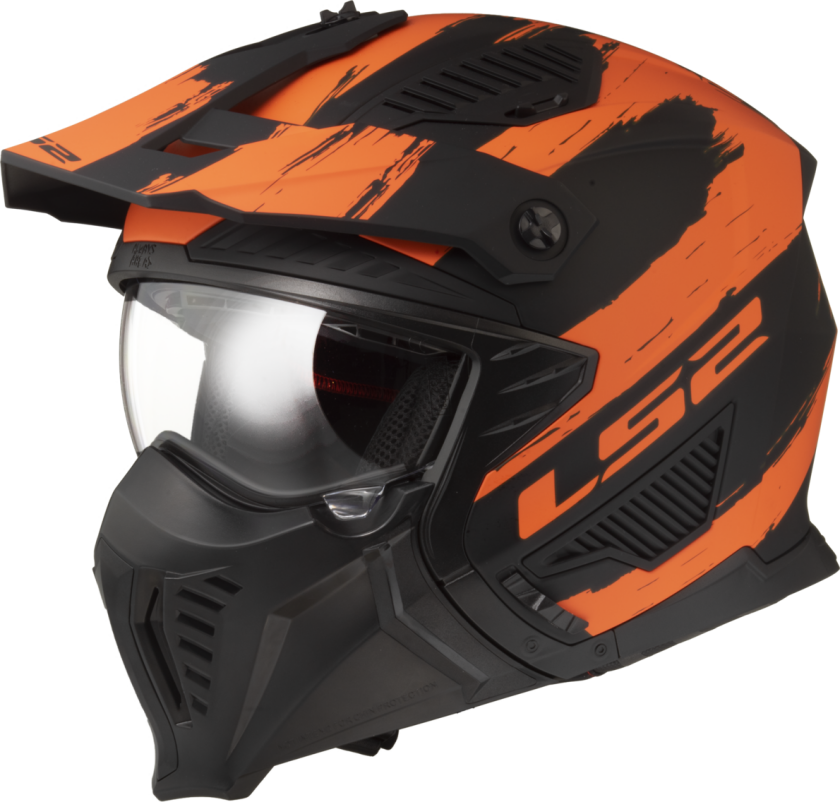 Halvhjelm OF606 Drifter Solid Mud Mattsvart-Oransje