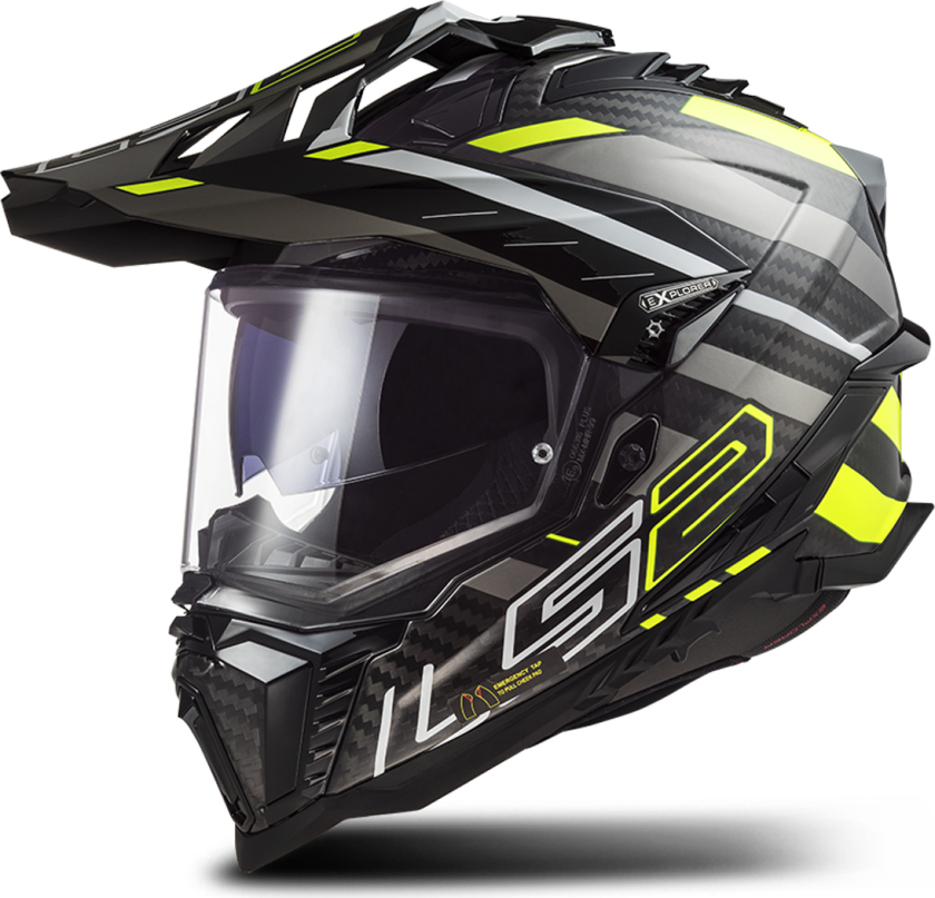 Adventurehjelm MX701 EXPLORER C EDGE Svart-Hi-Vis Gul